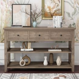 Wood Entryway Console Table w. Open Shelves