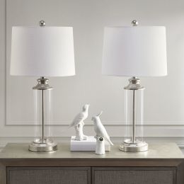 Clarity Glass Cylinder Table Lamp Set