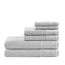 Spa Waffle Cotton Bath Towel 6 Piece Set-Gray