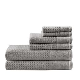 Spa Waffle Cotton Bath Towel 6 Piece Set-Charcoal