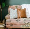 Faux Leather Cotton Throw Pillow Set